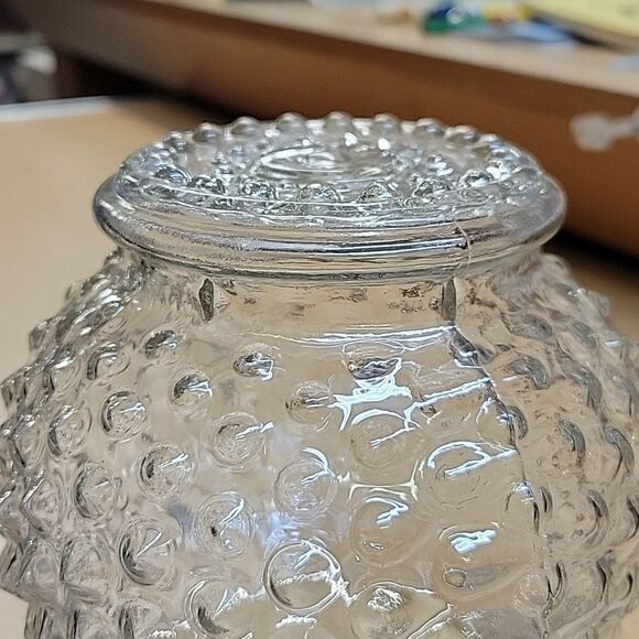 VINTAGE MCM HALLWAY LIGHT FIXTURE GLOBE SHADE CLEAR HOBNAIL HOLLYWOOD REGENCY - Picture 4 of 6